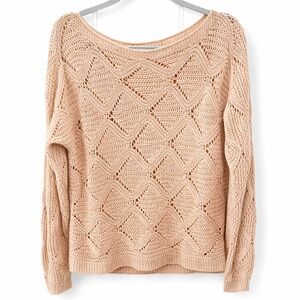 SHEIN oversized medium light pink Crew Neck Sweater with Textured Knit Design